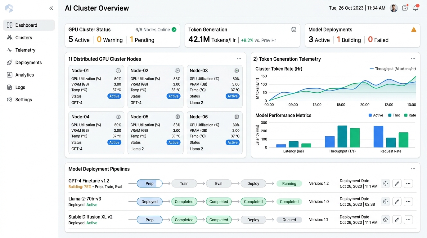 AppZed AI Cluster Overview & GPU Telemetry Canvas